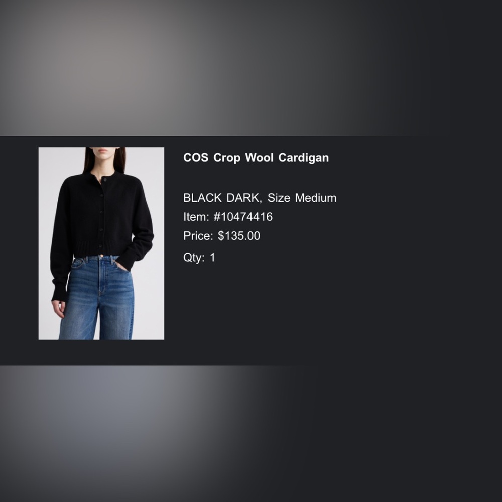 COS Black Cardigan Sweater with Blouson Sleeves NWOT - Picture 3 of 13